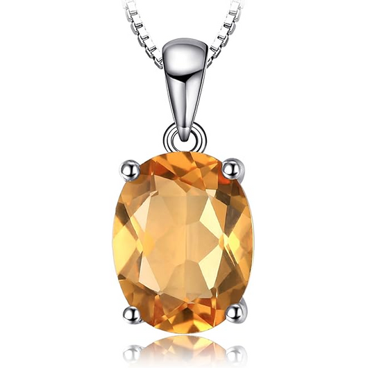 Citrine Solitaire Pendant Necklace in 18" November Birthstone Necklace - Gift For Her