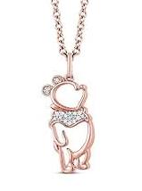 Disney Treasure Winnie The Pooh Diamond Necklace in 14K Yellow Gold Finish - Birthday Gift