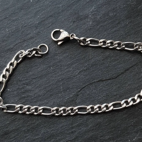 Figaro Chain Bracelet- Mens Stainless Steel Bracelet- Silver Figaro Chain Bracelet for Men- Gift for Him