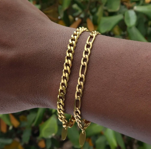 Men's Gold Bracelet- Cuban Link Chain Bracelet- Curb Chain Bracelets- Cuban Men's Bracelet
