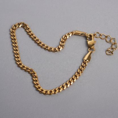 Gold Plated Bracelet- Thin Gold Curb Bracelet Chain- Gold Adjustable Bracelets- Gold Jewelry