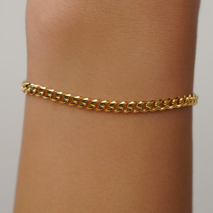 Gold Plated Bracelet- Thin Gold Curb Bracelet Chain- Gold Adjustable Bracelets- Gold Jewelry