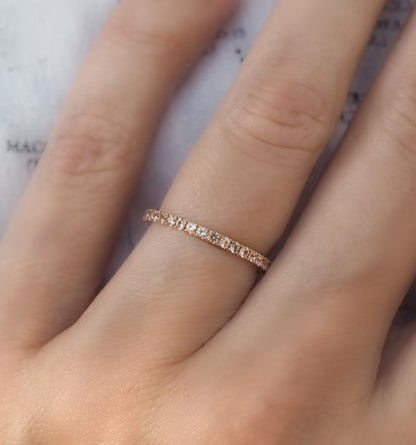 1.6mm Peach Morganite Eternity Band in 14K Rose Gold Finish - Wedding Ring Gift for Her