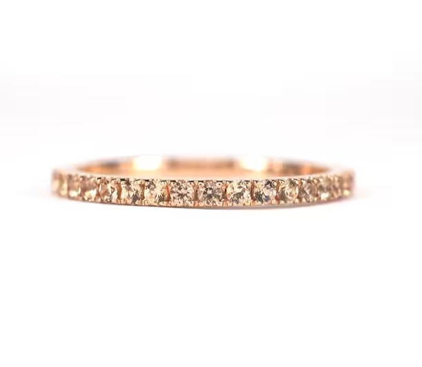 1.6mm Peach Morganite Eternity Band in 14K Rose Gold Finish - Wedding Ring Gift for Her