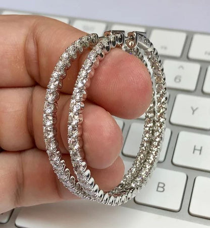 Diamond Huggies Two Sided Earrings in Sterling Silver Everyday Earring - Valentine Gift