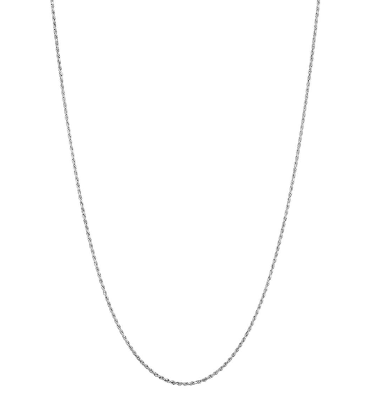 1.4mm Diamond Cut Solid Rope Chain Necklace 18" Sterling Silver