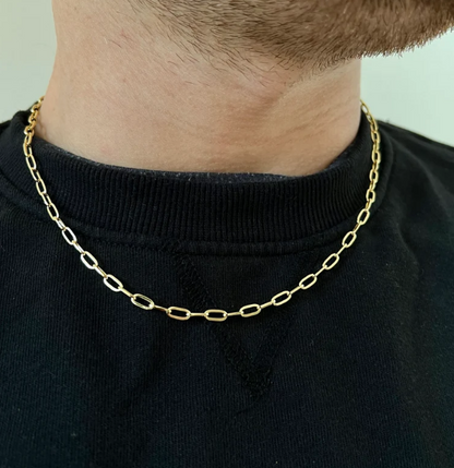 Mens Necklace 3mm Paperclip Chain Necklace For Men in 925 Sterling Silver
