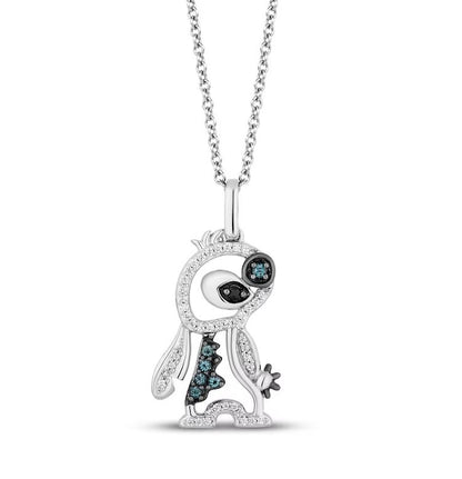 Lilo & Stitch London Blue Topaz & Diamond Necklace in 925 Sterling Silver - Necklace Gift For Her