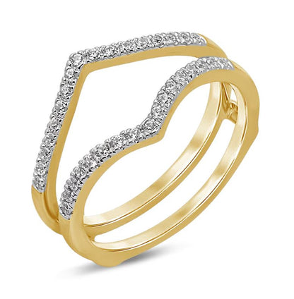 1/5 CT Diamond Chevron Solitaire Engagement Ring Enhancer Ring Jacket in 18K Gold Vermeil