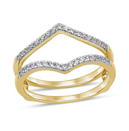 1/5 CT Diamond Chevron Solitaire Engagement Ring Enhancer Ring Jacket in 18K Gold Vermeil