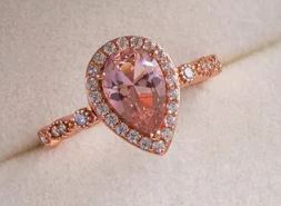 Vintage Teardrop Morganite Ring in 14K Rose Gold Finsih - Morganite Engagement Ring For Women