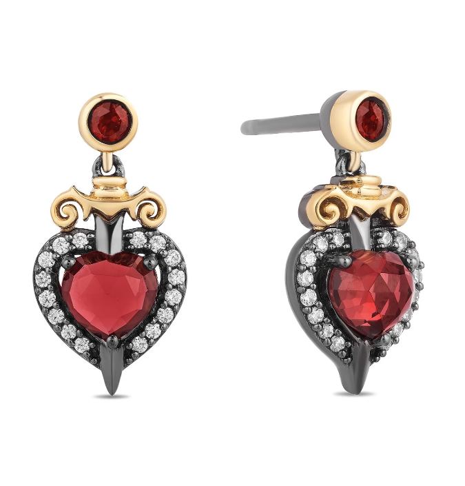 1/8 CT Diamond & Red Garnet Evil Queen Earrings in 925 Sterling Silver - Christmas Gift For Her