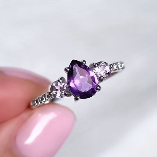 Lavender Amethyst Statement Ring in 925 Sterling Silver February Birthstone Ring Gift For Her