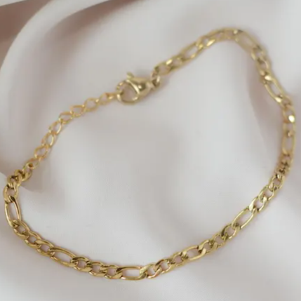 Bracelet Chain- Dainty Figaro Bracelet For Women- Thick Gold Chain Bracelet- Minimalist Chain Gift for Her Jewelry